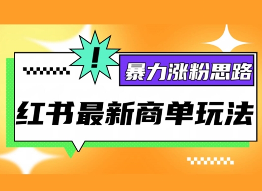 小红书最新商单玩法，暴力涨粉思路，三分钟搞定一条视频，不判搬运，适合小白-创业项目网