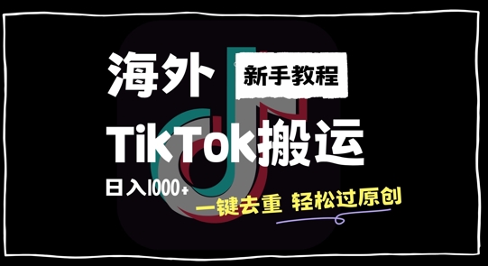 2024最新海外TikTok搬运玩法，一键去重轻松过原创，新手无经验也能日入1k-创业项目网