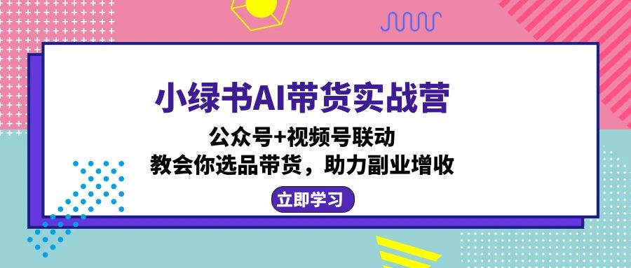 小绿书AI带货实战营：公众号+视频号联动，教会你选品带货，助力副业增收-创业项目网