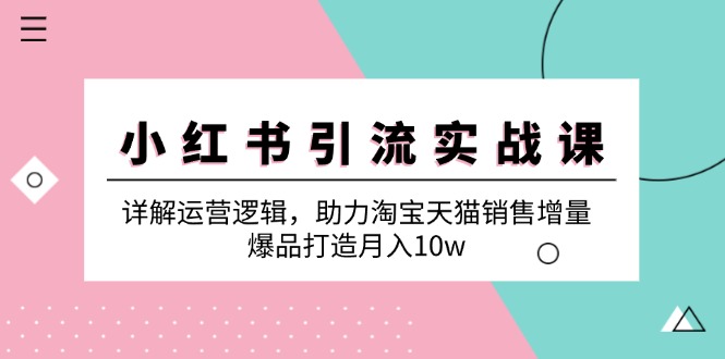 红书引流实战课：详解运营逻辑，助力淘宝天猫销售增量，爆品打造月入10w-创业项目网