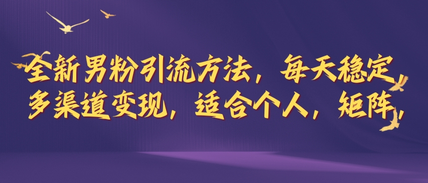 全新男粉引流方法，每天稳定加人，适合个人，矩阵，多渠道变现-创业项目网