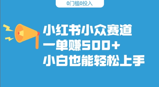 小红书小众赛道，一单收500+，小白也能轻松上手-创业项目网