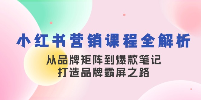 小红书营销课程全解析，从品牌矩阵到爆款笔记，打造品牌霸屏之路-创业项目网