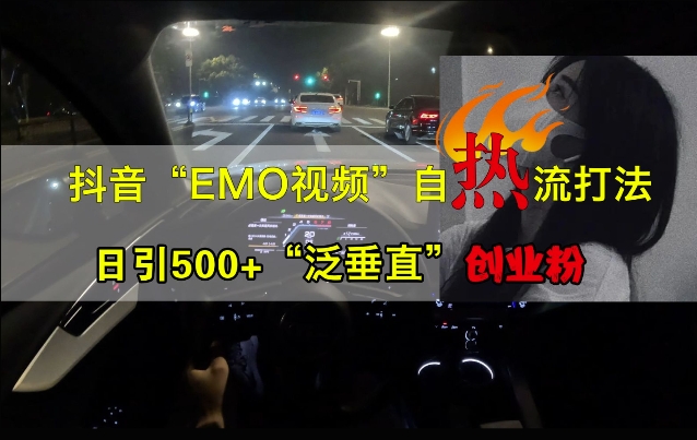 抖音EMO视频自热打法，日引500+“泛垂直”创业粉-创业项目网