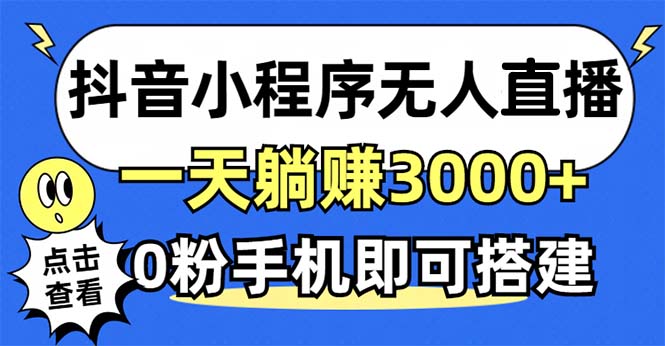 抖音小程序无人直播，一天躺赚3000+，0粉手机可搭建，不违规不限流-创业项目网