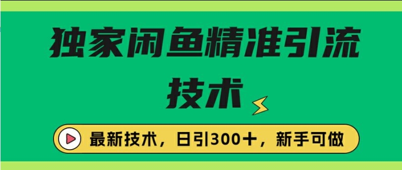 闭鱼精准引流，日引300+创业粉保姆级教程，新手可做-创业项目网