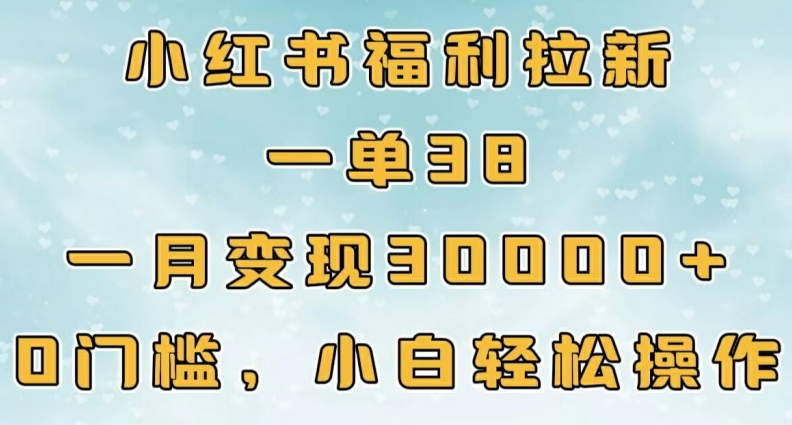 小红书福利拉新，一单38，一月3000+轻轻松松，0门槛小白轻松操作-创业项目网