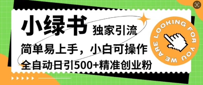 小绿书独家引流，简单易上手，小白可操作，全自动日引500+精准创业粉-创业项目网