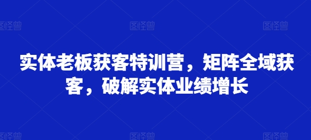 实体老板获客特训营，矩阵全域获客，破解实体业绩增长-创业项目网