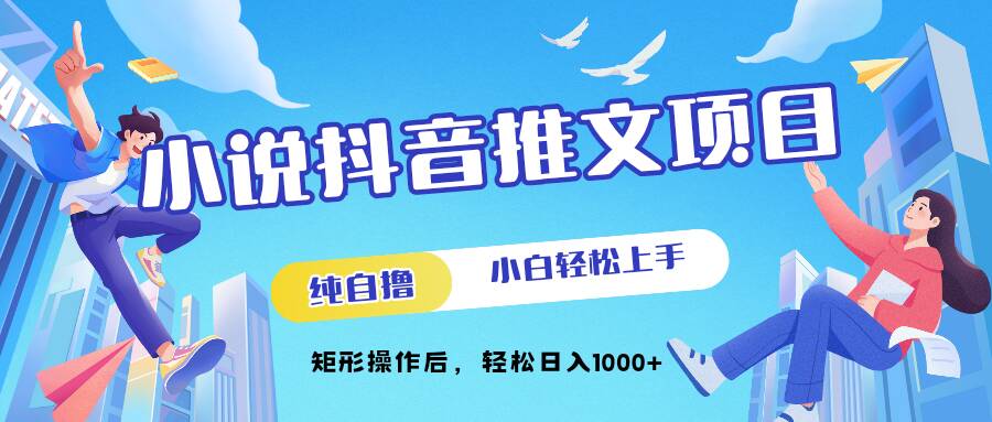 小说抖音推文项目，纯自撸，小白轻松上手，矩形操作后，轻松日入1000+-创业项目网