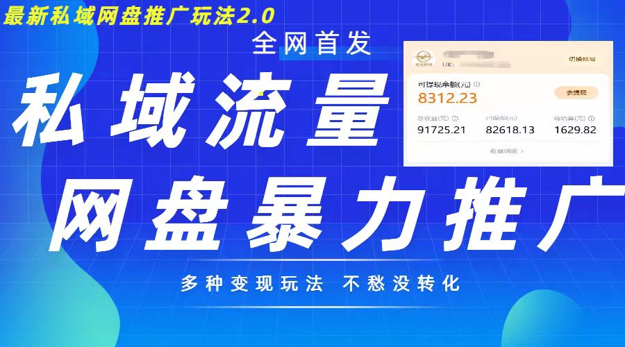 最新暴力私域网盘拉新玩法2.0，多种变现模式，并打造私域回流，轻松日入500+-创业项目网