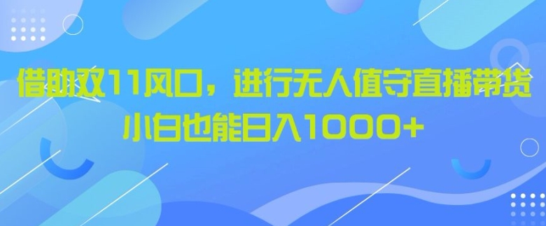 借助双11风口，进行无人值守直播带货，小白也能日入1k-创业项目网