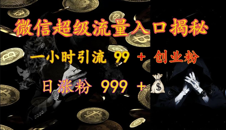 微信超级流量入口揭秘：一小时引流 99 + 创业粉，日涨粉 999 +-创业项目网