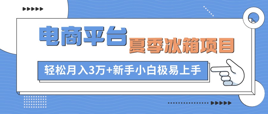 电商平台冰箱项目，项目门槛低，0成本投入，小白轻松上手-创业项目网