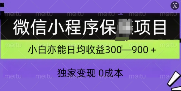 微信小程序保赚项目，独家变现，日均收益300+-创业项目网