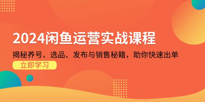 2024闲鱼运营实战课程：揭秘养号、选品、发布与销售秘籍，助你快速出单-创业项目网