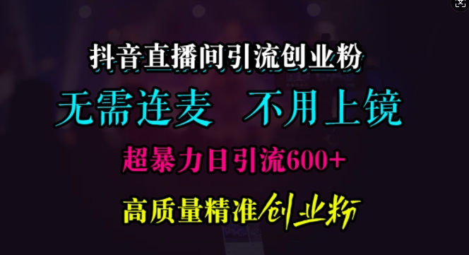 抖音直播间引流创业粉，无需连麦、无需上镜，超暴力日引流600+高质量精准创业粉-创业项目网