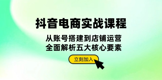 抖音电商实战课程：从账号搭建到店铺运营，全面解析五大核心要素-创业项目网