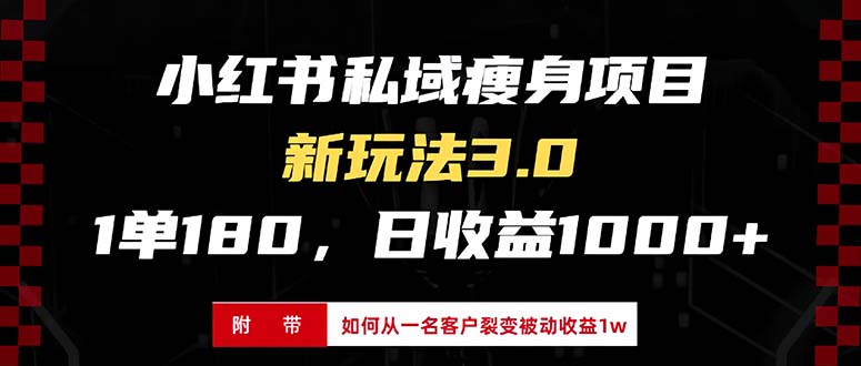 小红书瘦身项目3.0模式，新手小白日赚收益1000+（附从一名客户裂变收益，被动收益1W）-创业项目网