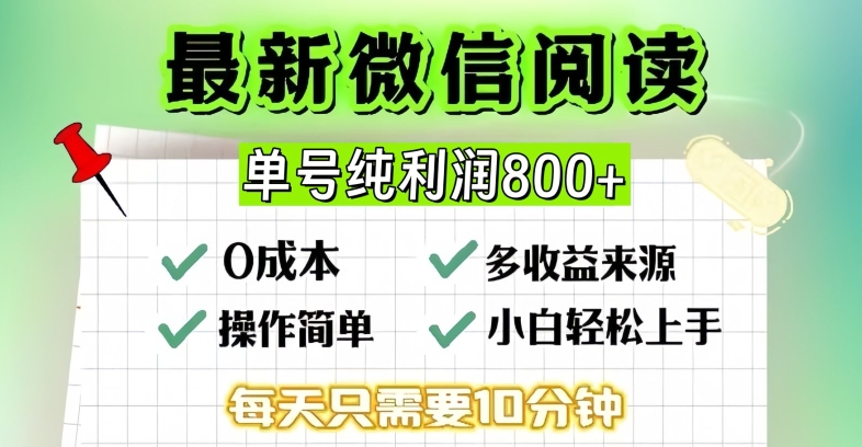 微信自撸阅读升级玩法，只要动动手每天十分钟，单号一天几张，简单0零成本，当日可提现-创业项目网