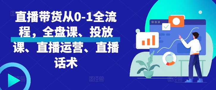 直播带货从0-1全流程，全盘课、投放课、直播运营、直播话术-创业项目网