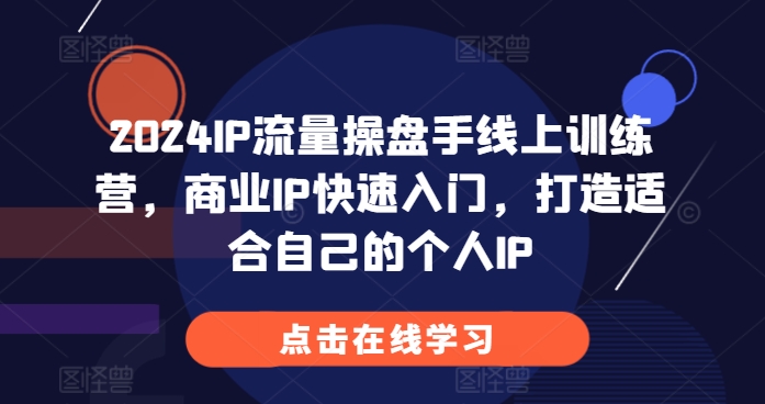 2024IP流量操盘手线上训练营，商业IP快速入门，打造适合自己的个人IP-创业项目网