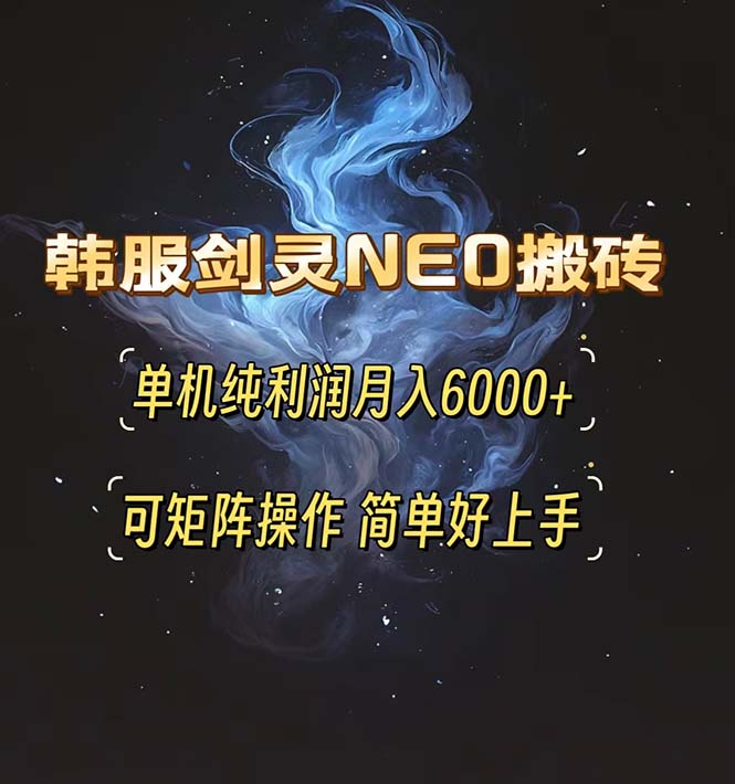 韩服剑灵NEO搬砖攻略，单机纯利润月入6000+ 可矩阵操作，简单好上手-创业项目网