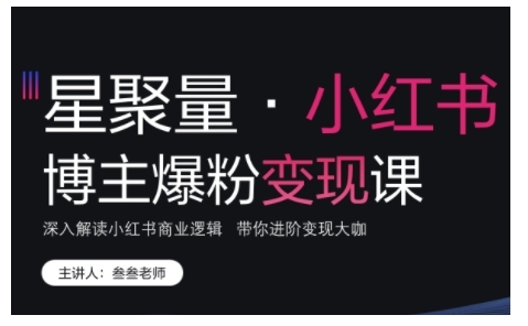 小红书博主爆粉变现课，深入解读小红书商业逻辑，带你进阶变现大咖-创业项目网