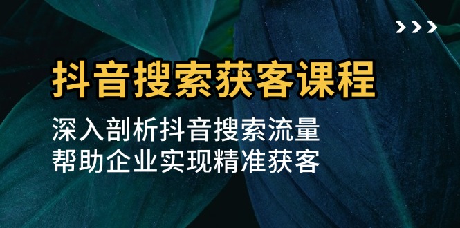 抖音搜索获客课程：深入剖析抖音搜索流量，帮助企业实现精准获客-创业项目网