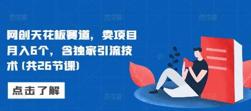 网创天花板赛道，卖项目月入6个，含独家引流技术(共26节课)-创业项目网