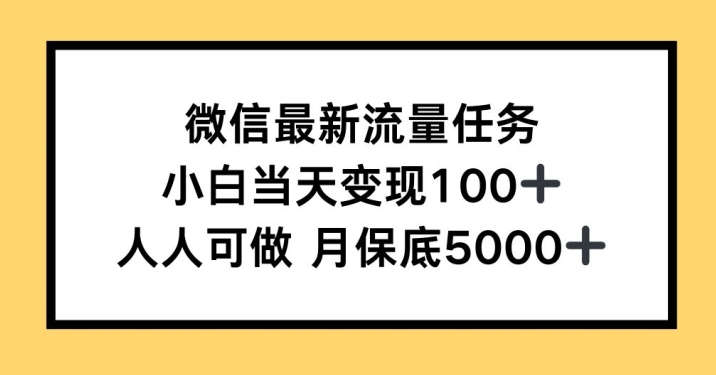 微信最新流量任务，小白当天变现100+，人人可做-创业项目网