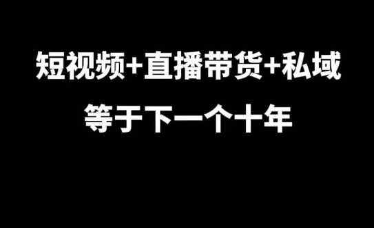 短视频+直播带货+私域等于下一个十年，大佬7年实战经验总结-创业项目网