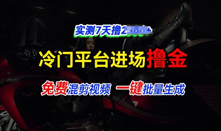 全新冷门平台视频，快速免费进场搞米，通过混剪视频一键批量生成，实测7天撸上千-创业项目网