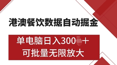 港澳餐饮数据全自动掘金，单电脑日入多张, 可矩阵批量无限操作-创业项目网