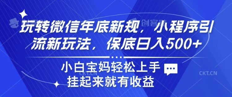 玩转微信年底新规，小程序引流新玩法，保底日入5张，小白宝妈轻松上手-创业项目网