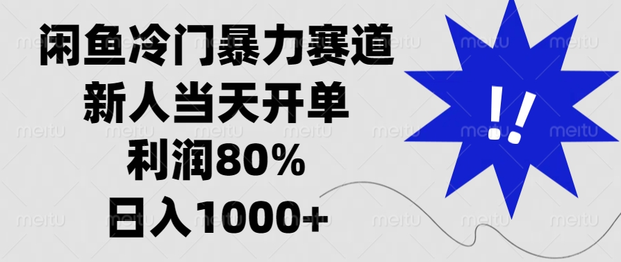 闲鱼冷门暴力赛道，新人当天开单，利润80%，日入1000+-创业项目网