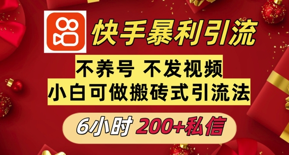 利用快手平台6小时不到200+私信，不发视频不养号-创业项目网