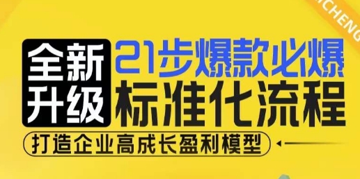 21步爆款必爆标准化流程，全新升级，打造企业高成长盈利模型-创业项目网