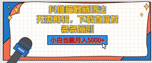 抖推猫最新玩法，小白也能月入5000+，小说推文无需剪辑，直接代发，2分钟直接搞定-创业项目网