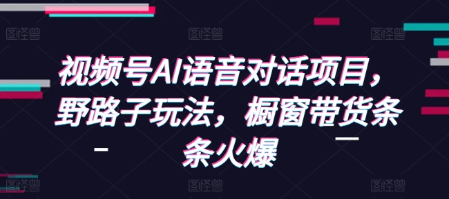 视频号AI语音对话项目，野路子玩法，橱窗带货条条火爆-创业项目网