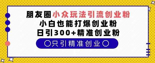 朋友圈小众玩法引流创业粉，小白也能打爆创业粉，日引300+精准创业粉-创业项目网