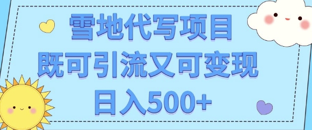 高端定制雪地代写项目，既可引流又可变现 小白日入500+-创业项目网