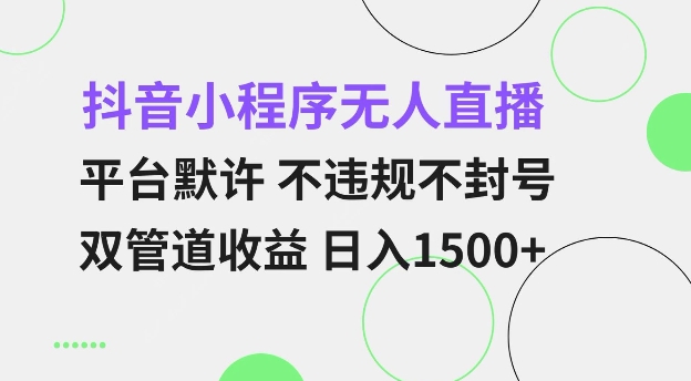 抖音小程序无人直播 平台默许 不违规不封号 双管道收益 日入多张 小白也能轻松操作-创业项目网