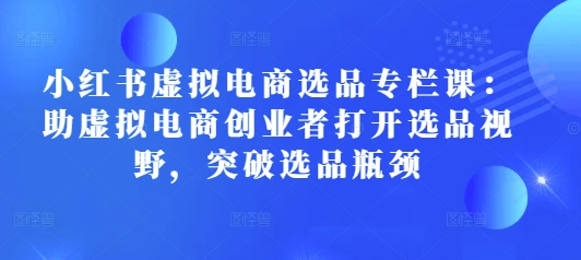 小红书虚拟电商选品专栏课：助虚拟电商创业者打开选品视野，突破选品瓶颈-创业项目网