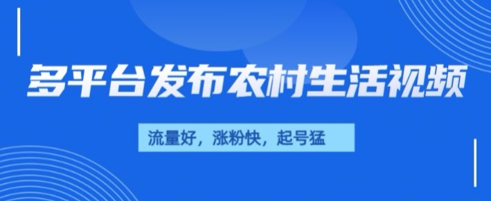 治愈系农村生活视频，多平台发布，流量好，起号快-创业项目网