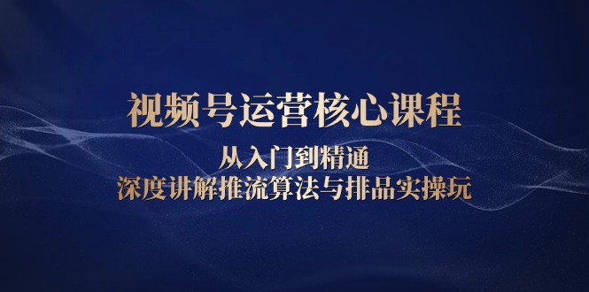 视频号运营核心课程，从入门到精通，深度讲解推流算法与排品实操玩-创业项目网