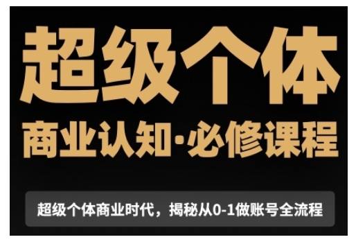 超级个体商业认知觉醒视频课，商业认知·必修课程揭秘从0-1账号全流程-创业项目网