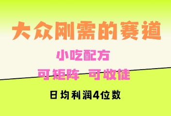 大众刚需赛道，赚确定性的钱，可矩阵，可收徒，日均利润4位数-创业项目网