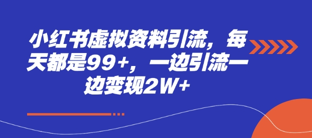 小红书虚拟资料引流，每天都是99+，一边引流一边变现2W+-创业项目网