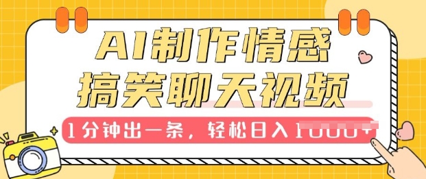 AI制作情感搞笑聊天视频，1分钟出一条，100%过原创，新手也能轻松上手-创业项目网